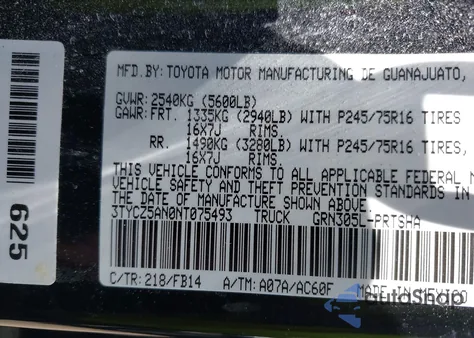 2022 Toyota Tacoma Sr V6 z USA, uszkodzony, nr VIN 3TYCZ5AN0NT075493